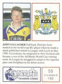 1991 Merlin Rugby League #55 John Gallagher Back